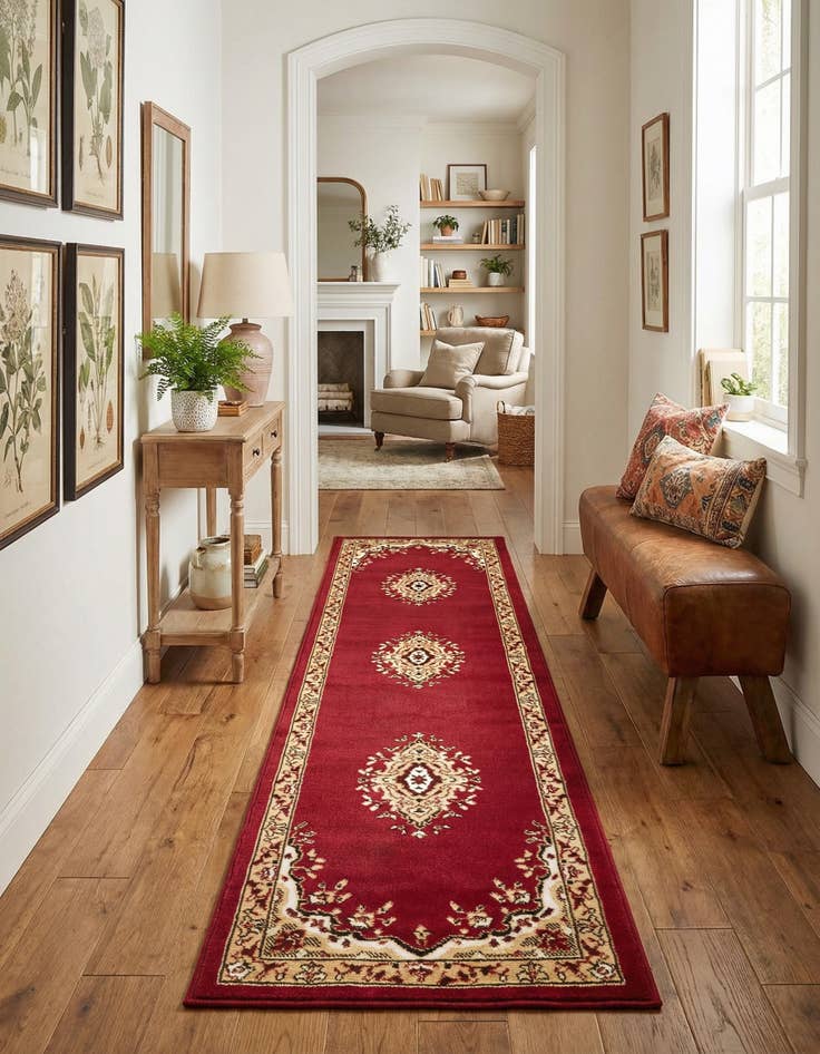 Detail image of 2' x 8' 2 Mashad Design Runner Rug