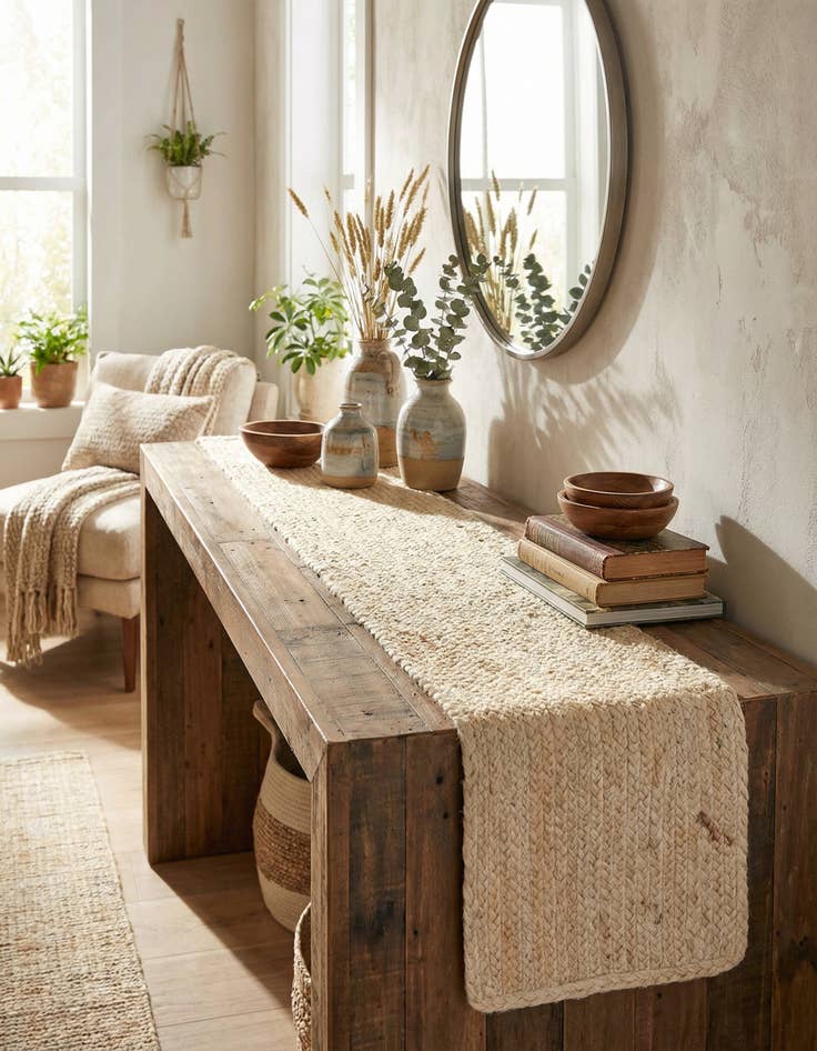 Detail image of 1' 2 x 6' 1 Handmade Braided Jute Table Runner Rug