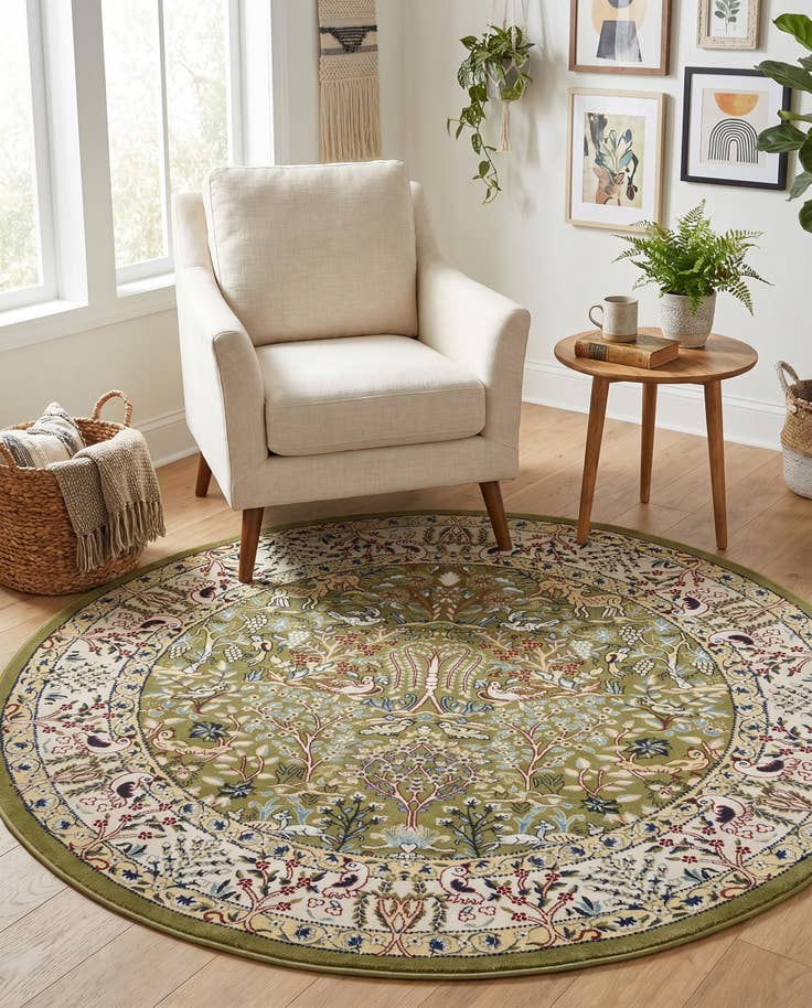 Detail image of 6' 1 x 6' 1 Nain Design Round Rug