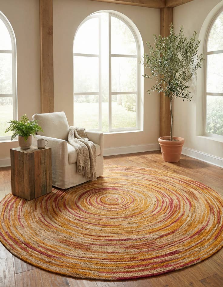 Detail image of 7' 10 x 7' 10 Handmade Braided Jute Round Rug