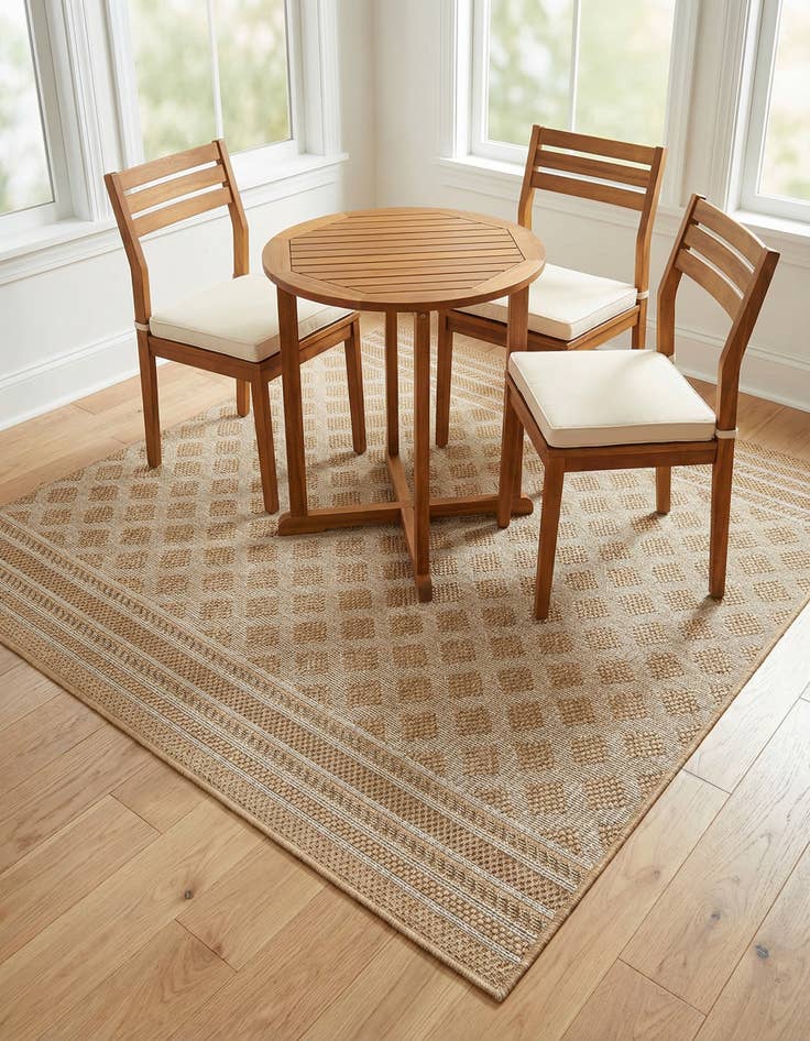Detail image of  5' 1 x 5' 1  Washable Lattice Indoor / Outdoor Square Rug