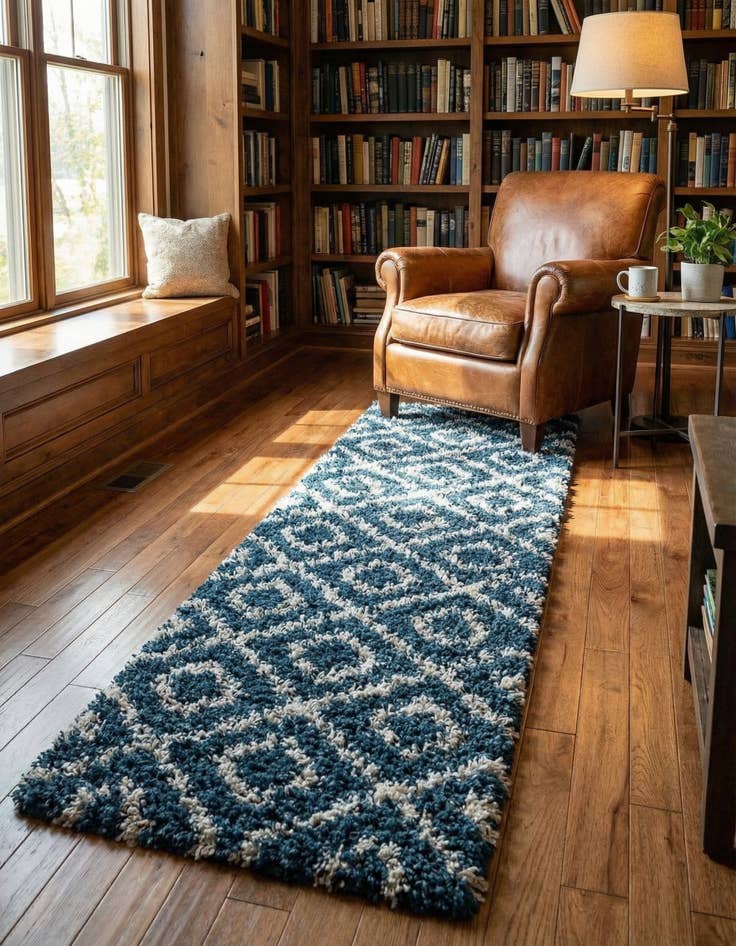 Detail image of 2' x 6' Trellis Shag Runner Rug