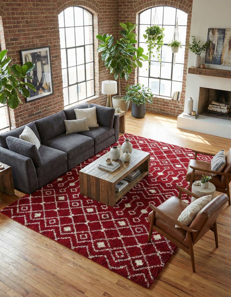 Detail image of 10' x 14' Moroccan Trellis Shag Rug