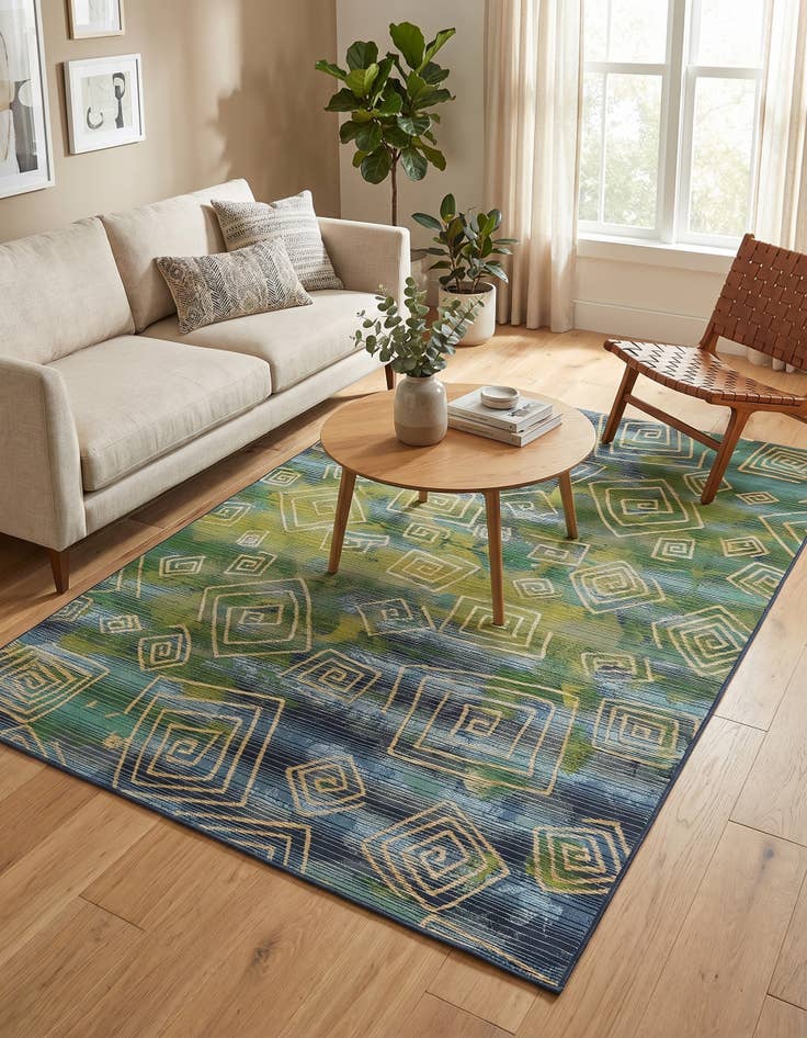 Detail image of 5' 3 x 8' Easy-Clean Modern Indoor / Outdoor Rug