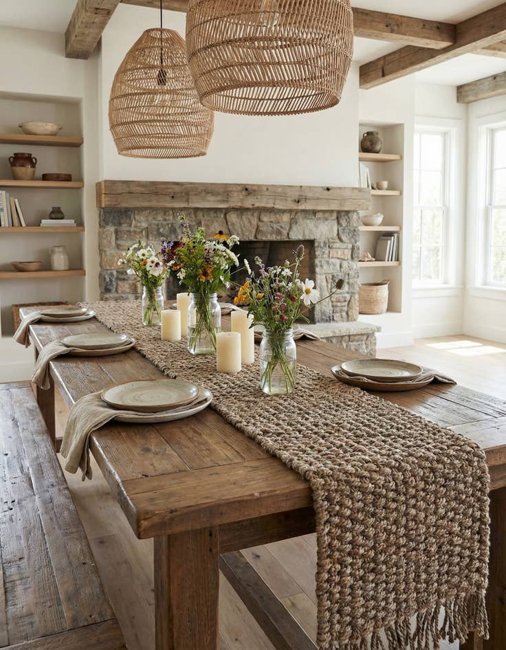 Detail image of 1' 2 x 10' Hand Woven Chunky Jute Table Runner Rug