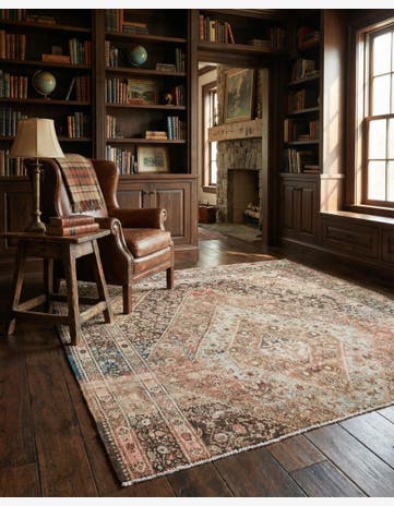 6' 7 x 7' Hand Knotted Ultra Vintage Persian Wool Square Rug