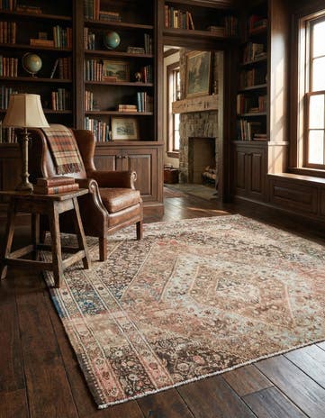 6' 7 x 7' Hand Knotted Ultra Vintage Persian Wool Square Rug