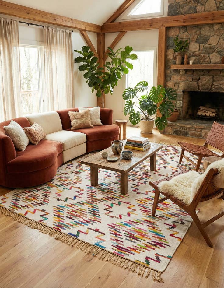 Detail image of 9' x 12' Hand Woven Chindi Trellis Rug