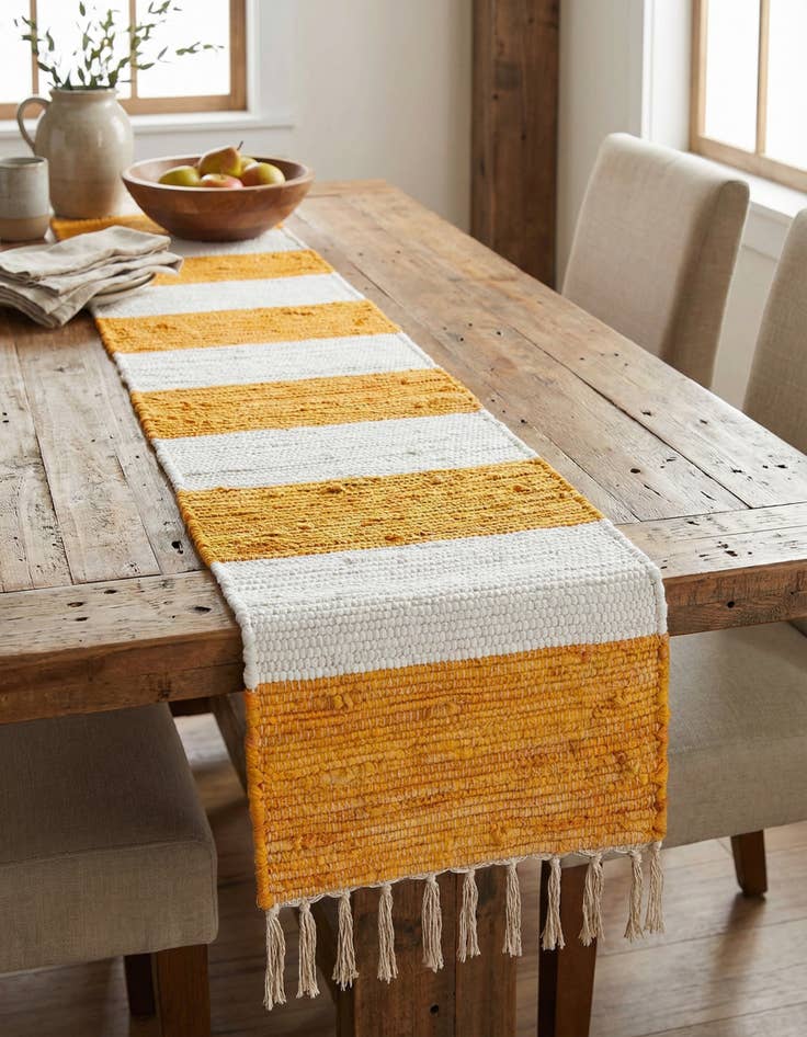 Detail image of 1' 2 x 5' 1 Hand Woven Chindi Rag Table Runner Rug