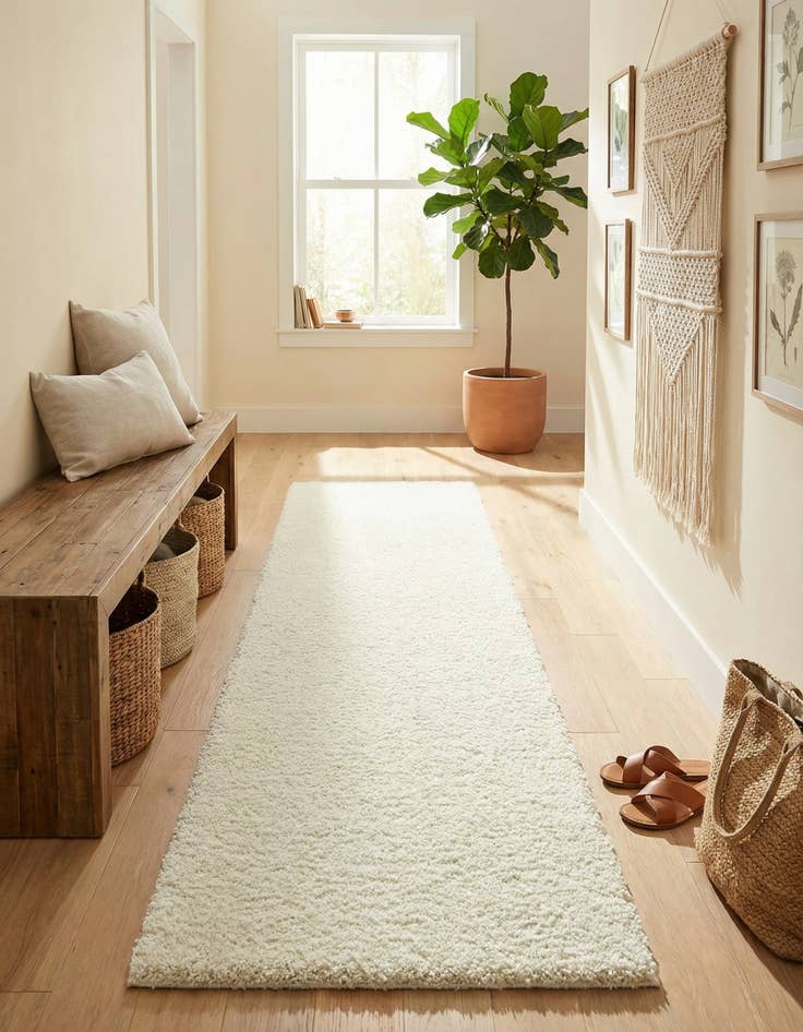 Detail image of 2' 7 x 10' Studio Solid Shag Runner Rug