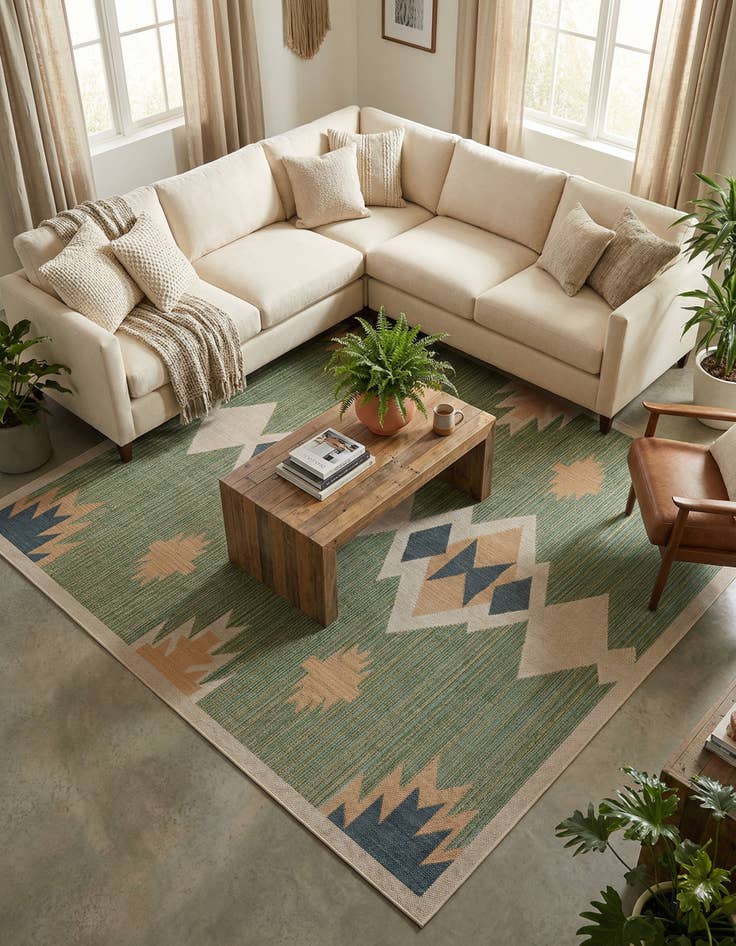 Detail image of 12' x 12'  Washable Baja Indoor / Outdoor Square Rug