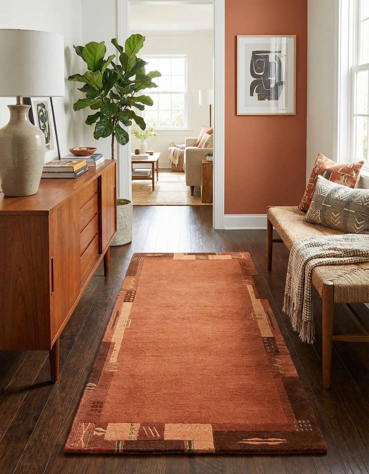 Detail image of 2' 5 x 4' 7 Hand Knotted Nepal Wool Runner Rug