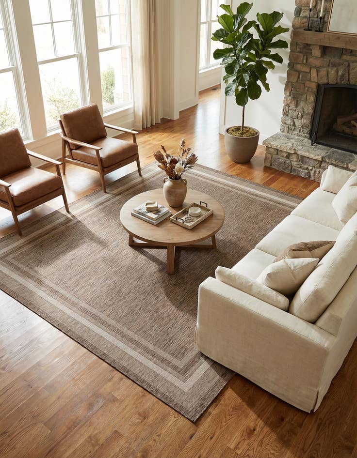 Detail image of 13' x 13' Washable Border Indoor / Outdoor Square Rug