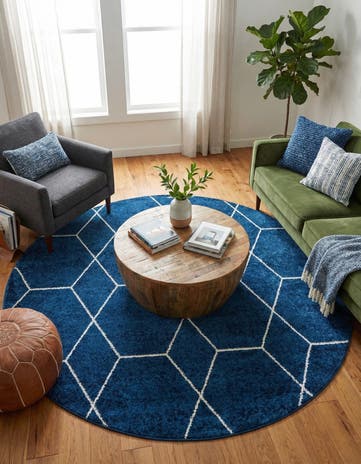 7' x 7' Lattice Frieze Round Rug