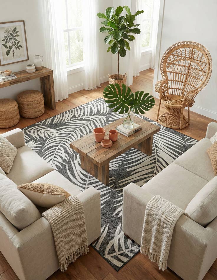 Detail image of 7' 10 x 10' Washable Botanical Indoor / Outdoor Rug