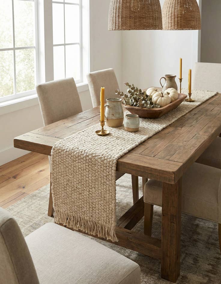 Detail image of  1' 2 x 6' 1  Hand Woven Chunky Jute Table Runner Rug
