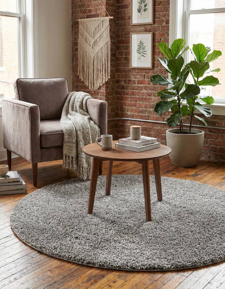 Detail image of  4' x 4' Solid Frieze Round Rug