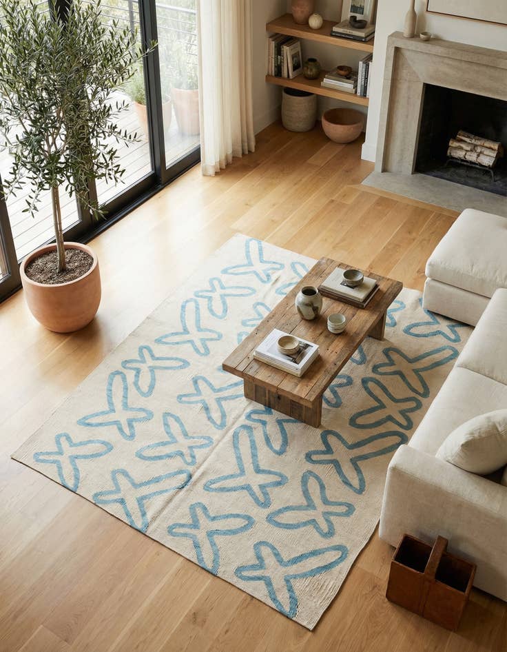 Detail image of 5' 4 x 6' 3 Hand Woven Kilim Modern Wool Square Rug