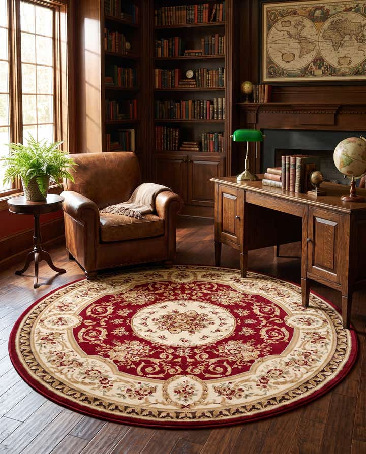 7' 10 x 7' 10 Classic Aubusson Round Rug
