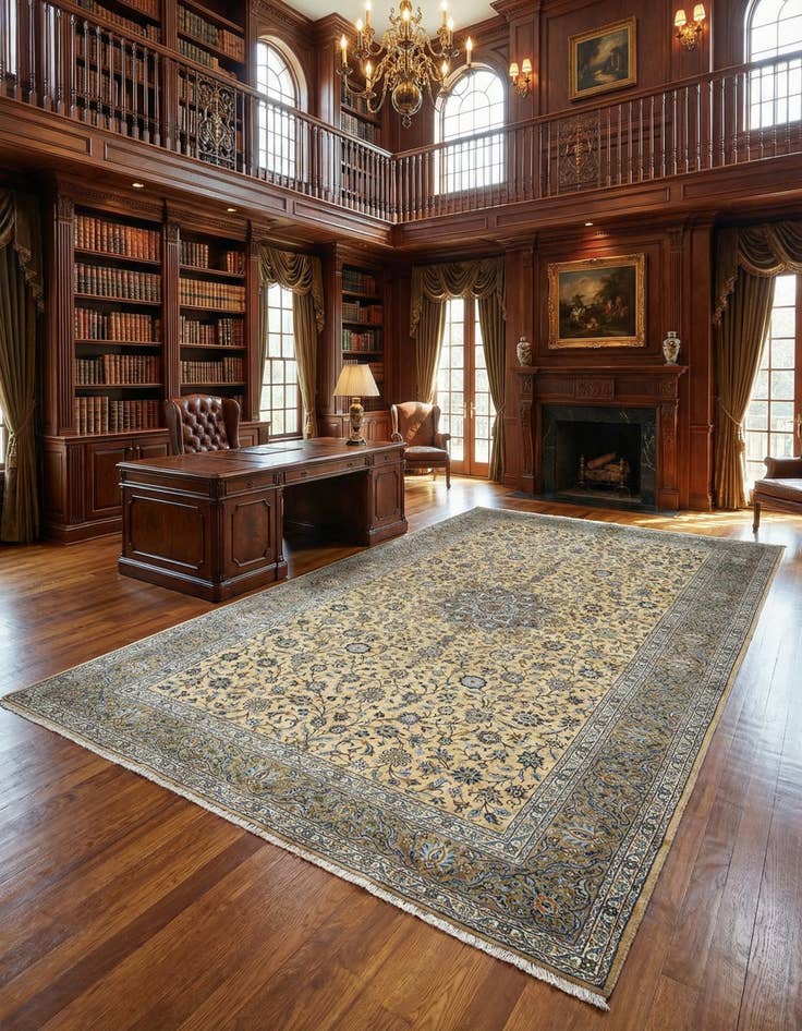 Detail image of 9' 9 x 16' 5 Kashan Wool Rug