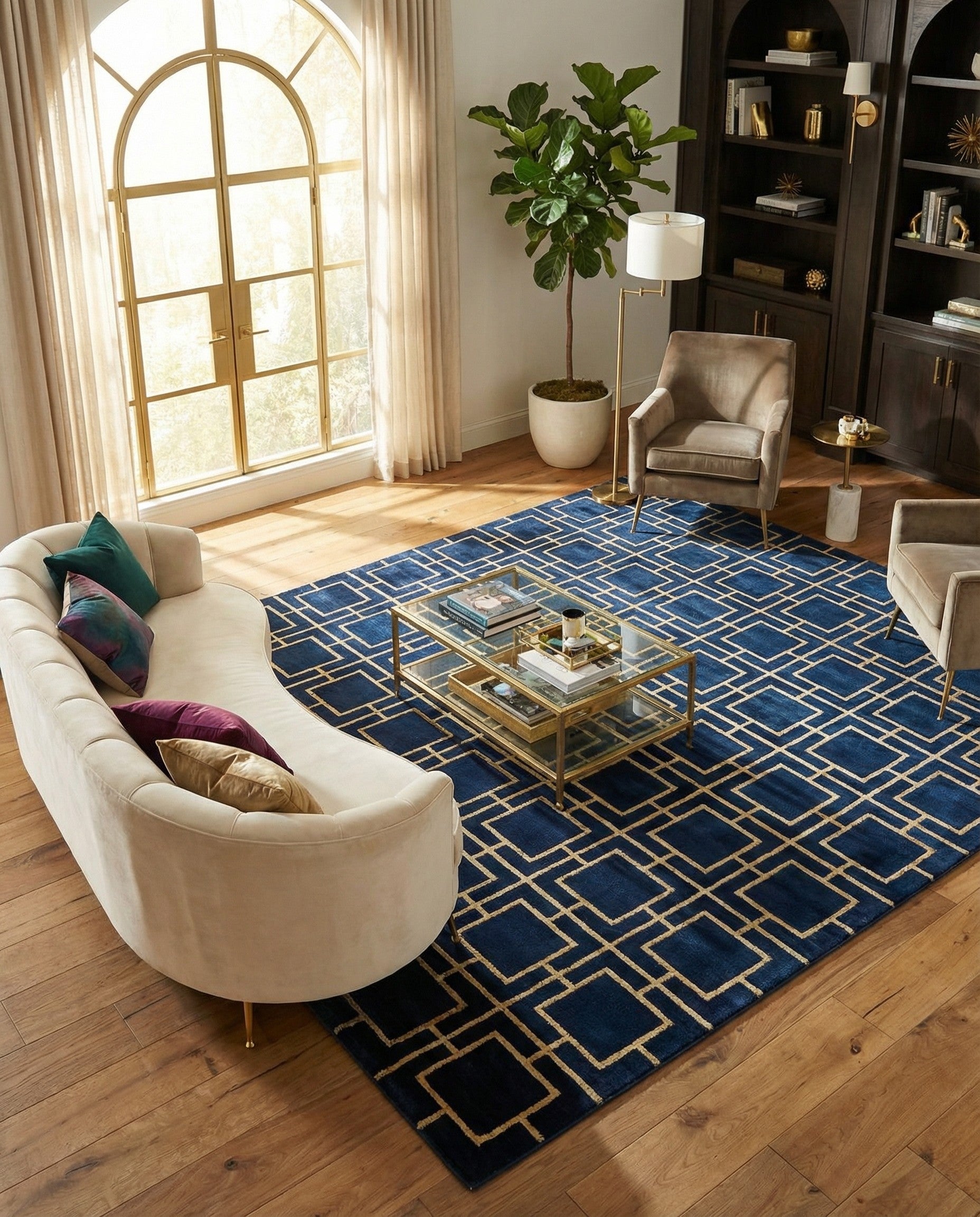 Navy Blue Gold 10' x 14' Marilyn Monroe™ Glam Deco Rug | Rugs.com