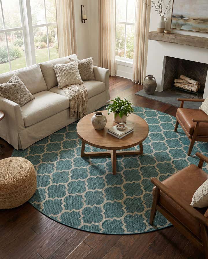 10' x 10' Easy-Clean Lattice Indoor / Outdoor Round Rug