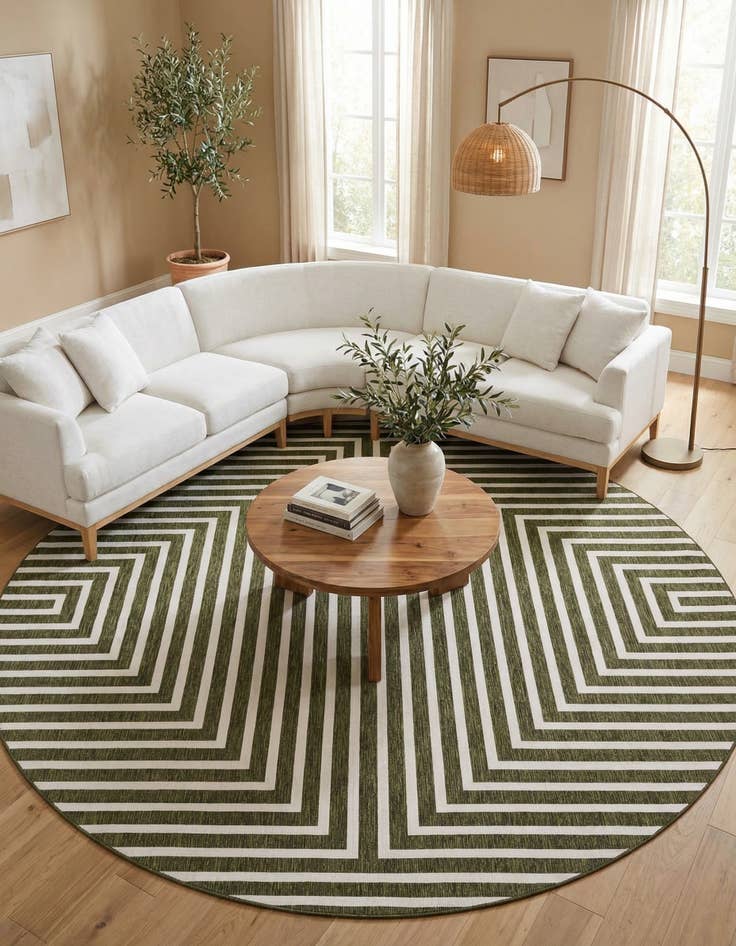 Detail image of 12' x 12'  Washable Modern Indoor / Outdoor Round Rug