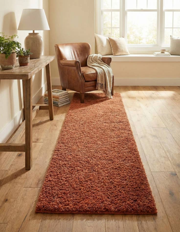 Detail image of 2' 7 x 10' Solid Shag Runner Rug