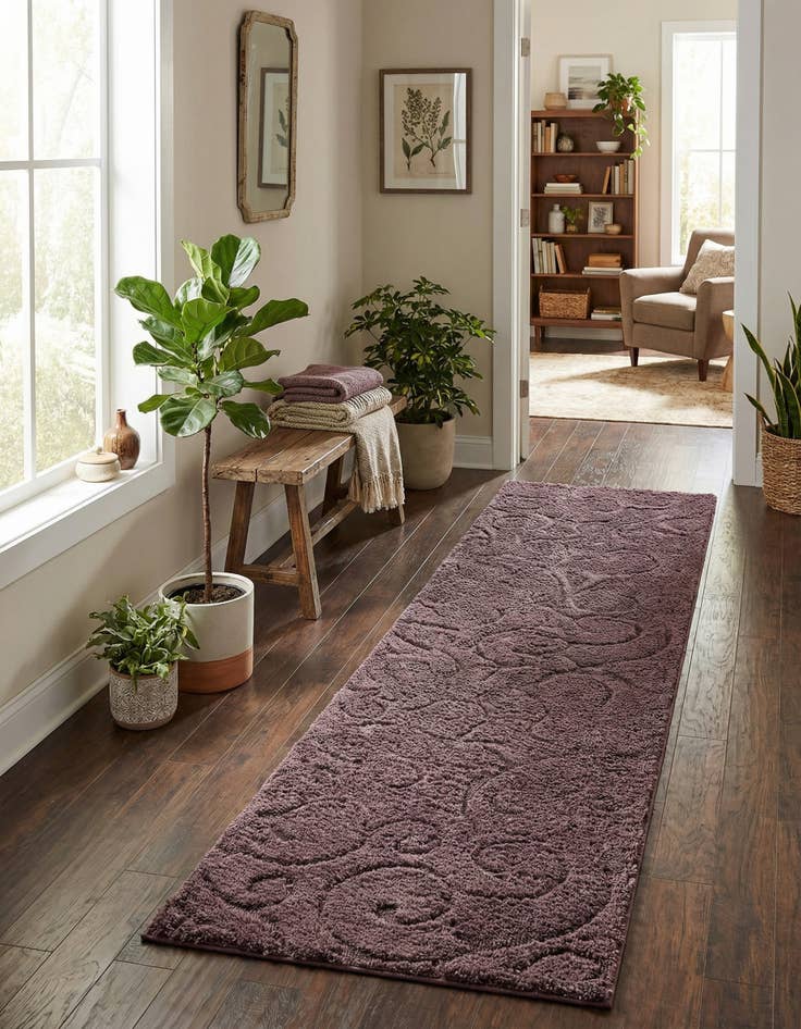Detail image of  2' 7 x 10' Botanical Shag Runner Rug