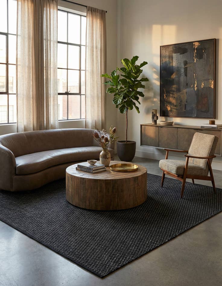 Detail image of  7' 10 x 7' 10  Hand Woven Lattice Wool Square Rug