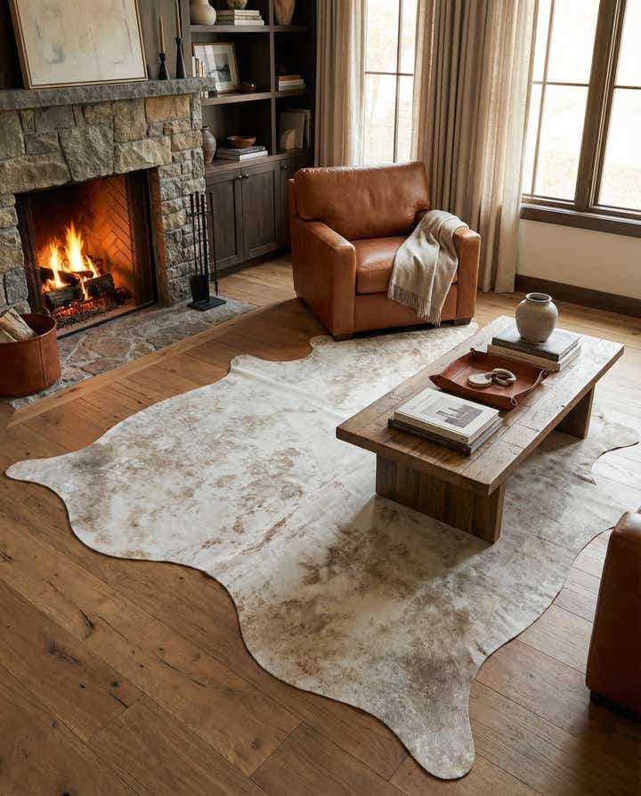 5' 9 x 6' 3 Cowhide Leather Rug