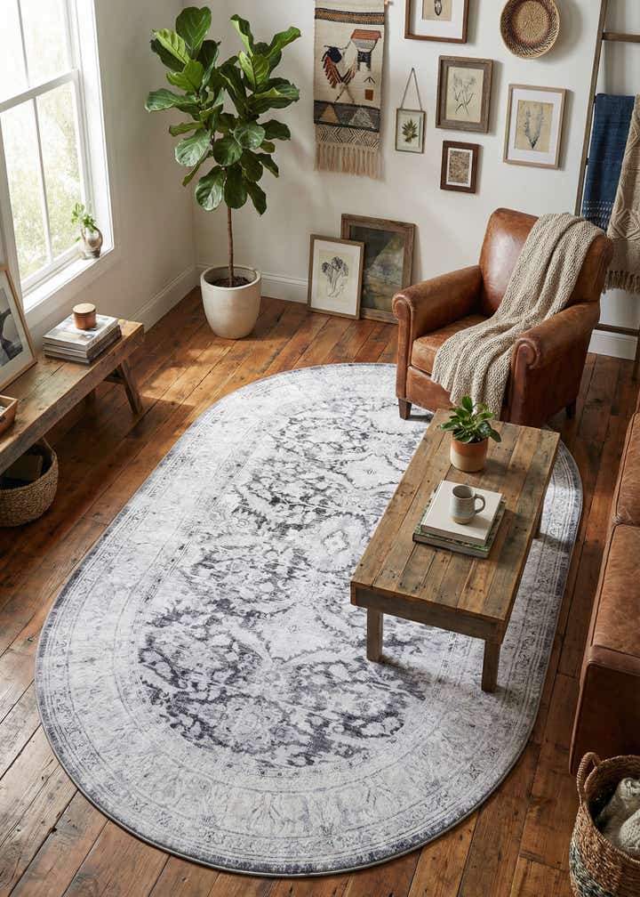 5' x 8' Washable Timeless Oval Rug
