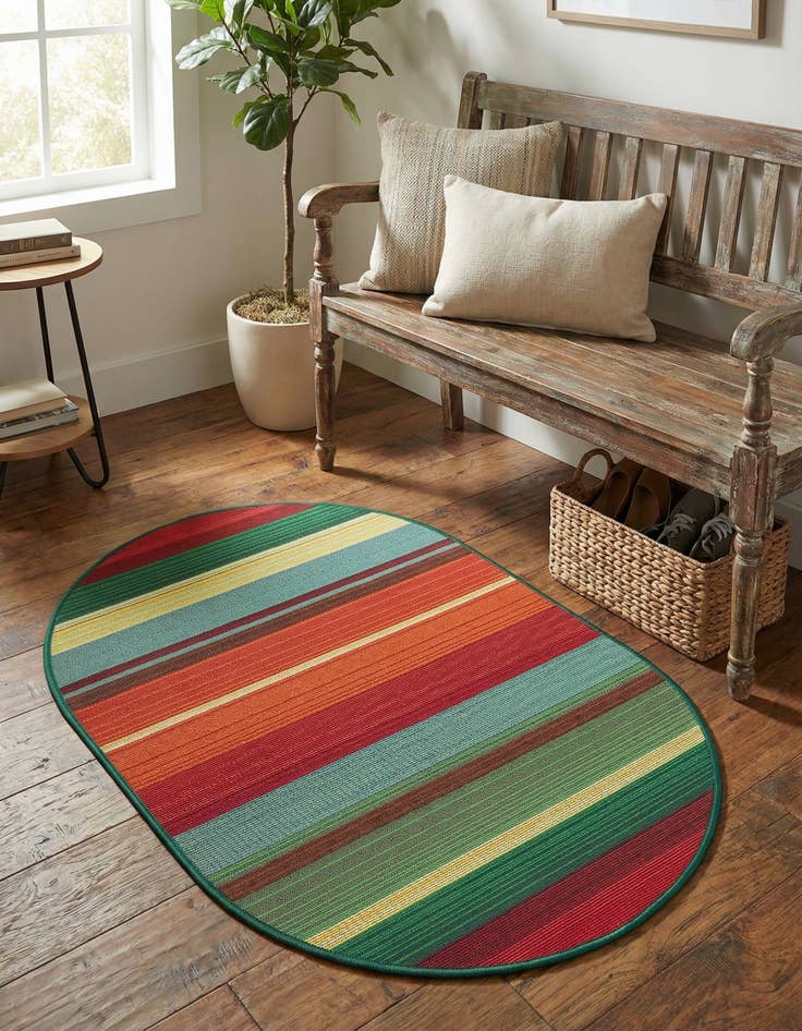 Detail image of 2' 2 x 3'  Washable Modern Indoor / Outdoor Oval Rug