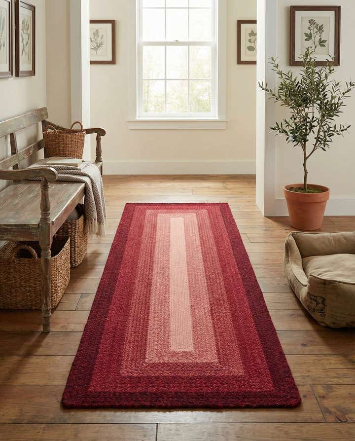 2' 7 x 8' Handmade Hand Braided Wool Runner Rug
