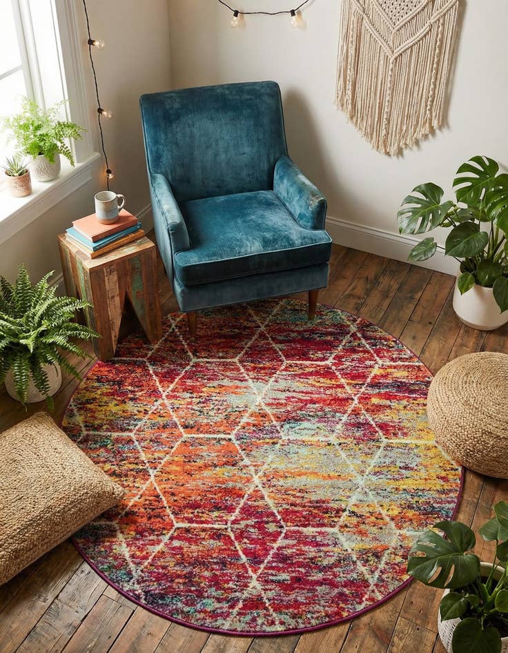 Detail image of  4' x 4' Lattice Frieze Round Rug