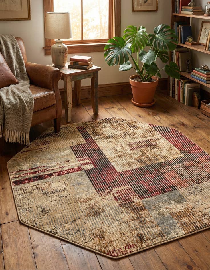 Detail image of  5' 3 x 5' 3 Saturn Octagon Rug