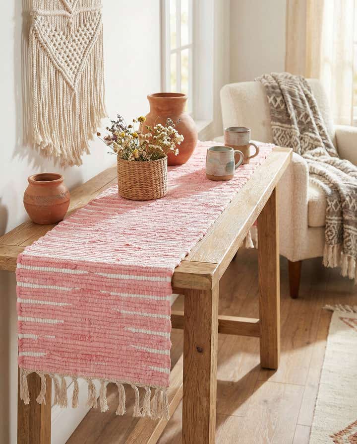 1' 2 x 5' 1 Hand Woven Chindi Cotton Table Runner Rug