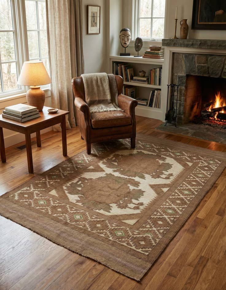 Detail image of 4' x 5' 9 Hand Woven Sumak Wool Rug