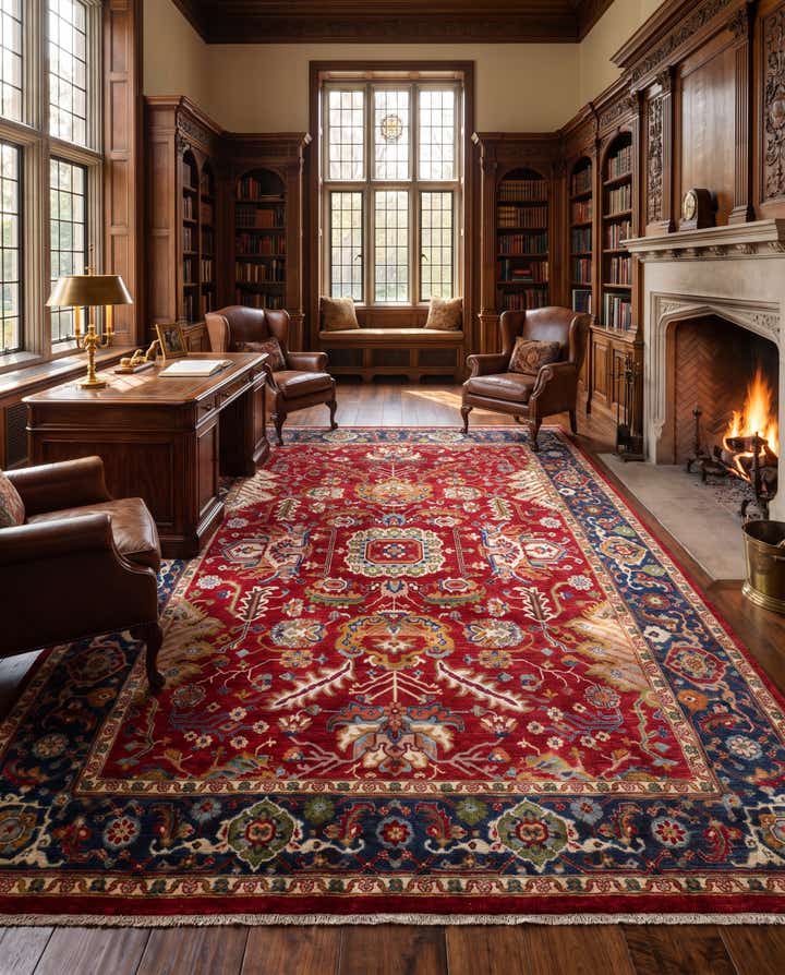9' 1 x 11' 8 Hand Knotted Heriz Rug