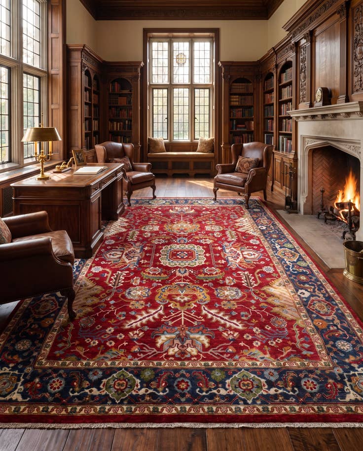 Detail image of 9' 1 x 11' 8 Hand Knotted Heriz Rug