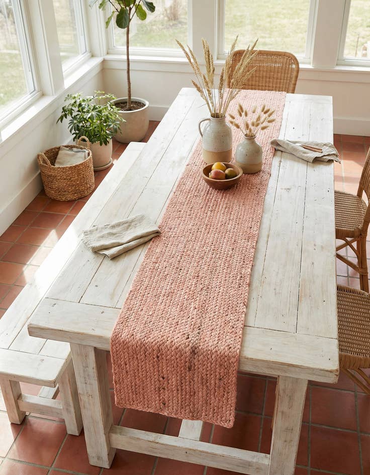 Detail image of 1' 2 x 10' Handmade Braided Jute Table Runner Rug