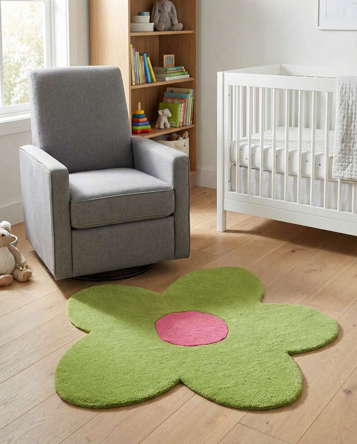 3' 1 x 3' 1 Happy Rugs Funky Flower Wool Round