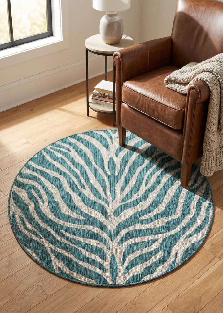4' x 4' Easy-Clean Safari Indoor / Outdoor Round Rug