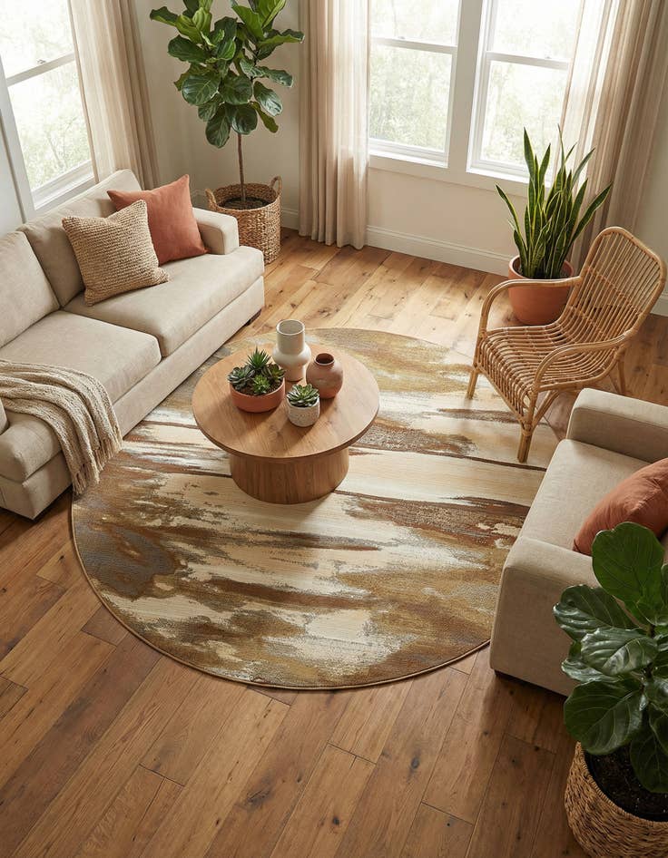 Detail image of 8' x 8' Washable Modern Indoor / Outdoor Round Rug