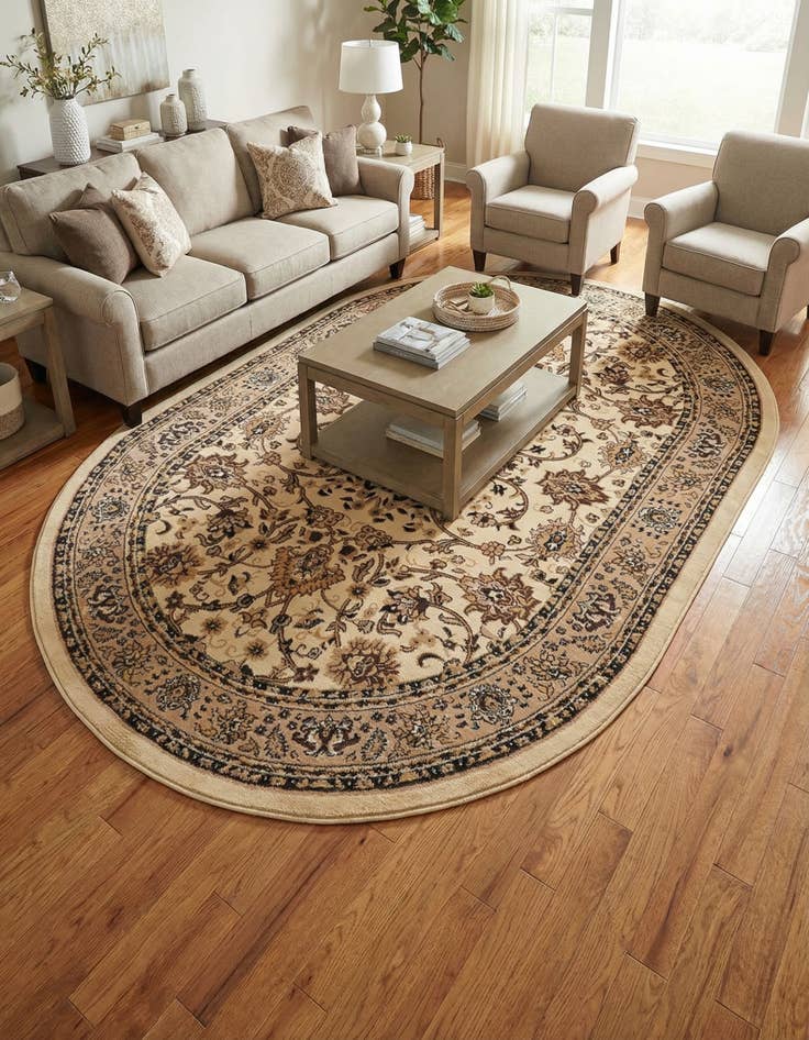 Detail image of 6' x 9' Kashan Design Oval Rug