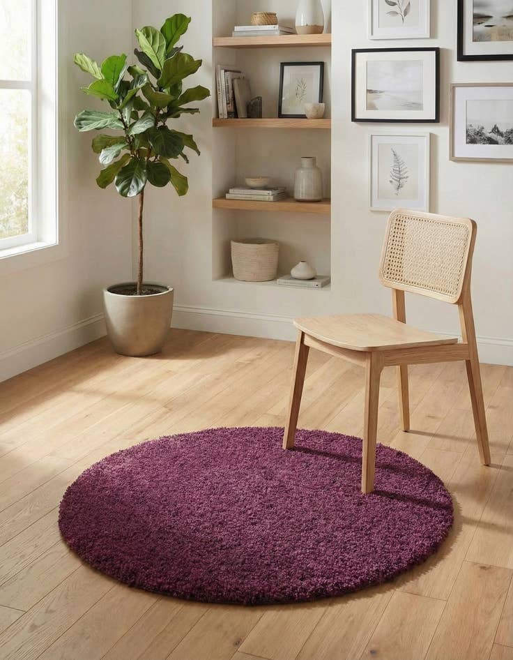 Detail image of 3' x 3' Solid Shag Round Rug
