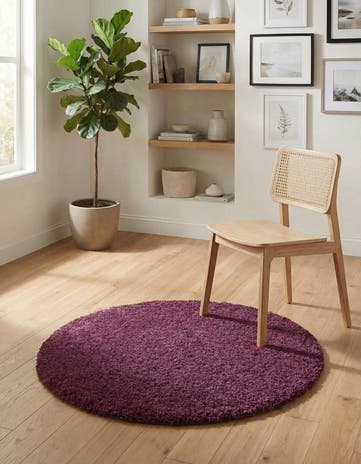 3' x 3' Solid Shag Round Rug
