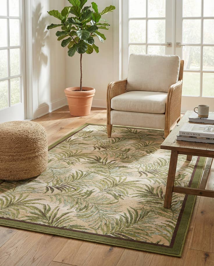 Detail image of 5' 3 x 8' Easy-Clean Botanical Indoor / Outdoor Rug