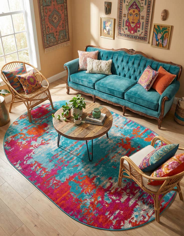 Detail image of 5' 3 x 8' Azalea Oval Rug