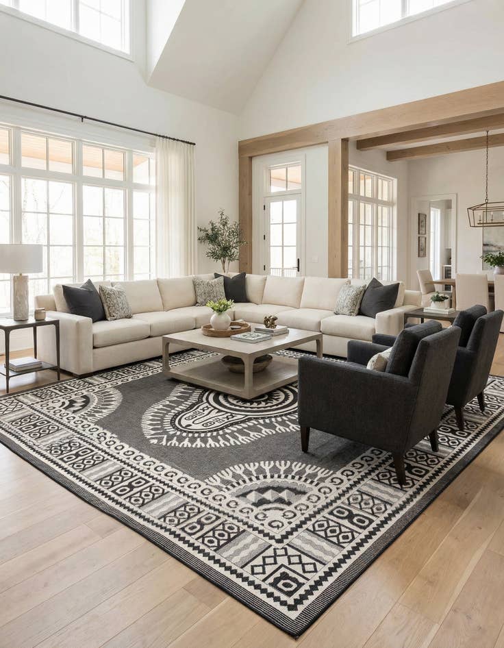 Detail image of 13' x 13' Washable Traditional Indoor / Outdoor Square Rug